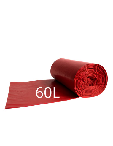 Worki na śmieci LDPE czerwone  – 60 L 50 sztuk | Hurt B2B
