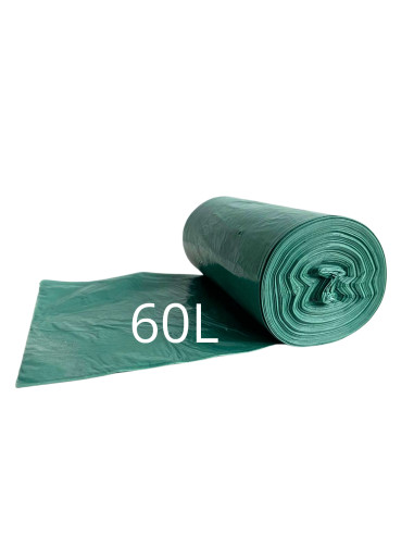 Worki na śmieci LDPE zielone  – 60 L 50 sztuk | Hurt B2B