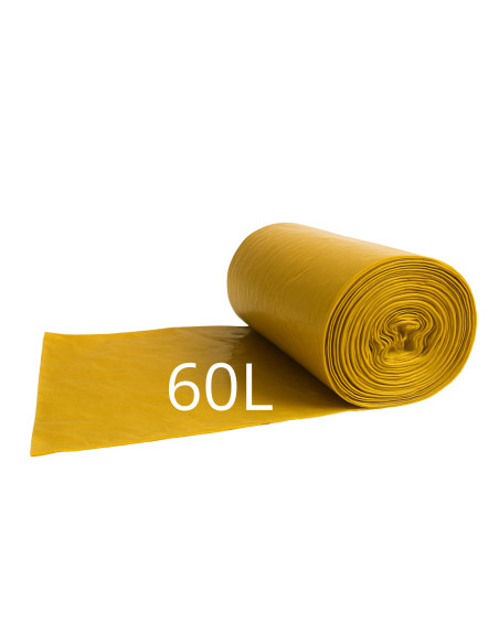 Worki na śmieci LDPE żółte – 60 L 50 sztuk | Hurt B2B