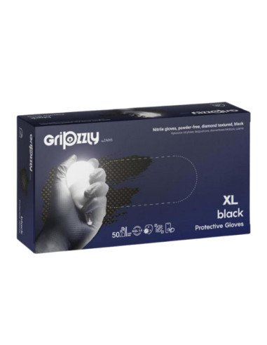 ZARYS rękawice nitrylowe Gripzzly czarne  – rozmiar XL  | Hurt B2B