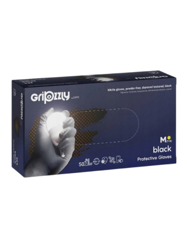 ZARYS rękawice nitrylowe Gripzzly czarne  – rozmiar M | Hurt B2B